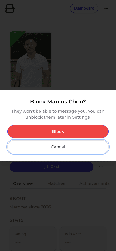 Block confirmation asking to block a player