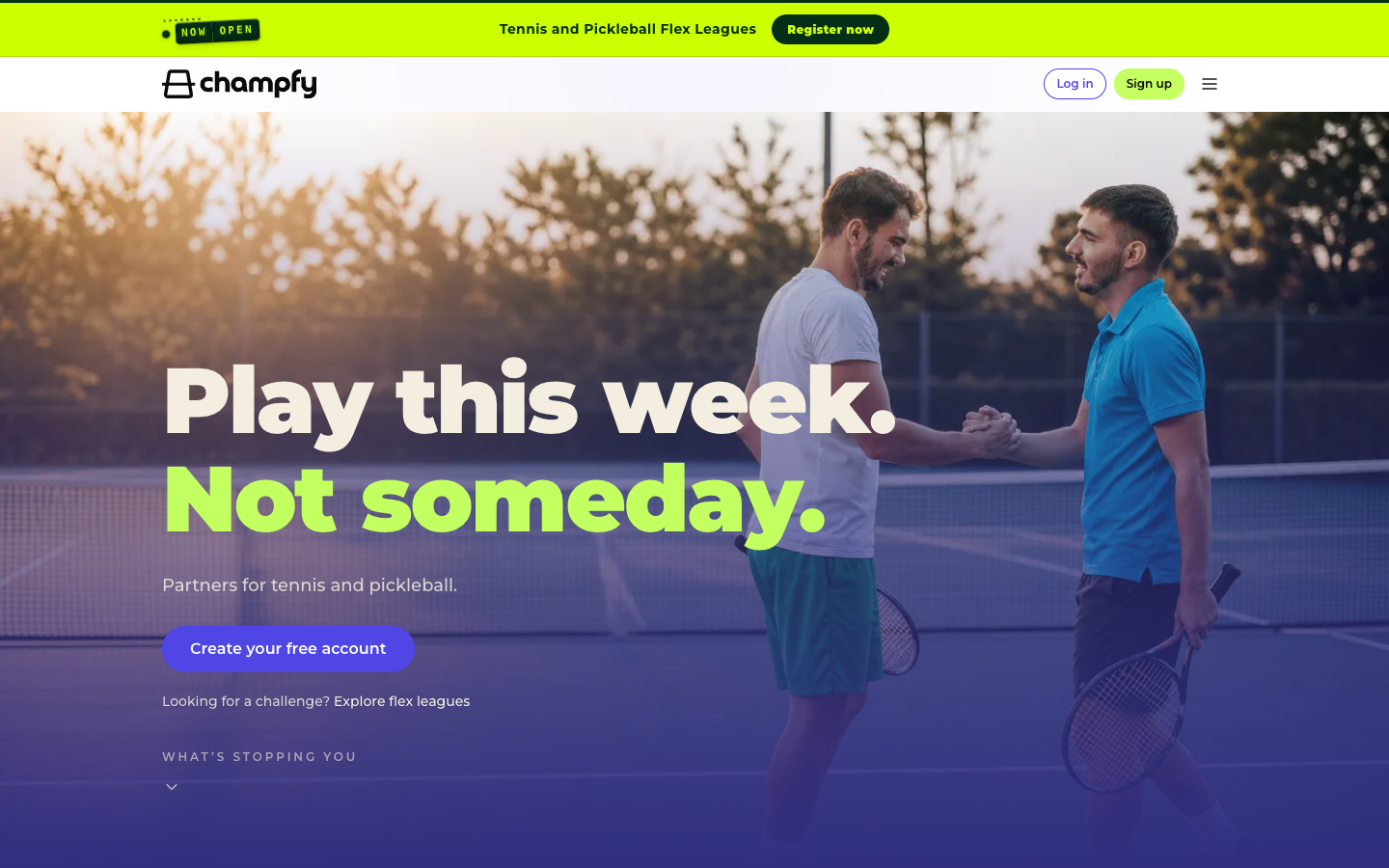 Champfy homepage after the redesign